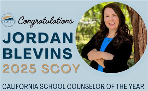 SUSD Counselor Jordan Blevins is the California School Counselor of the Year